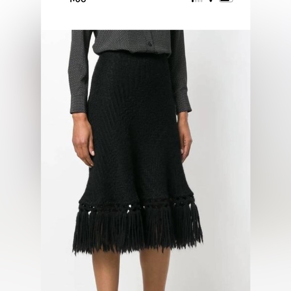 Dolce & Gabbana Black Knitted Wool Skirt with Fringes - Picture 2 of 5